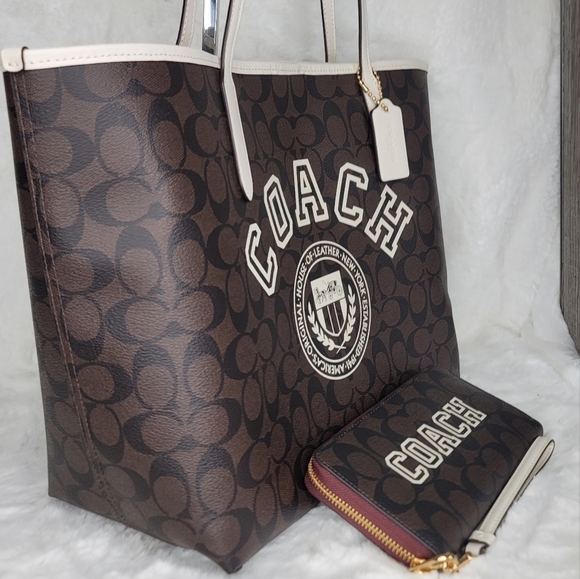 🌸 COACH SET 2PCS tote shoulder bag wallet + handbag NWT Matching Wallet - Picture 6 of 14